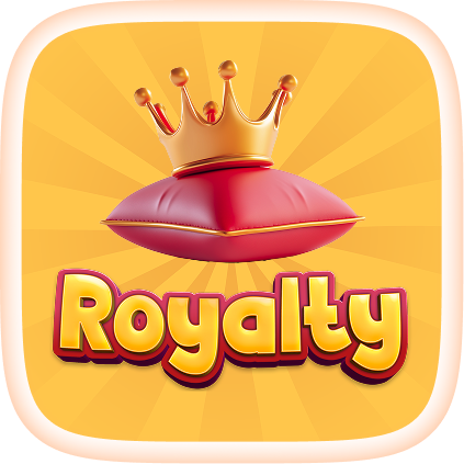 Royalty app icon — gold crown on a red pillow